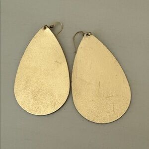 Nickel & suede large Gold Teardrop Earrings